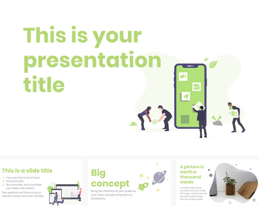 Free Google Slides PowerPoint Template with Teamwork Illustrations