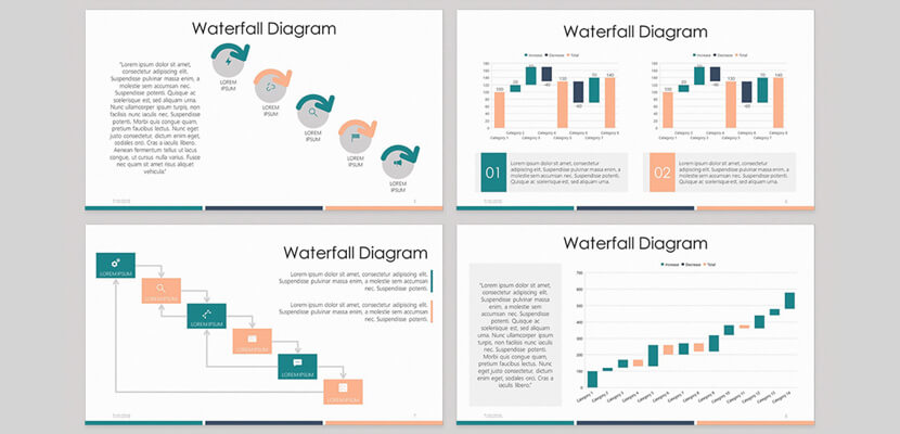 Waterfall diagram infographic free PowerPoint template