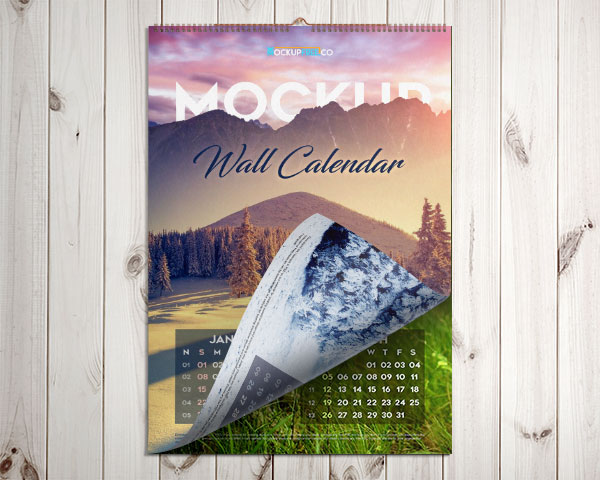 Vertical wall calendar mockup