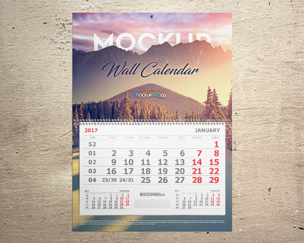 Monthly calendar mockup