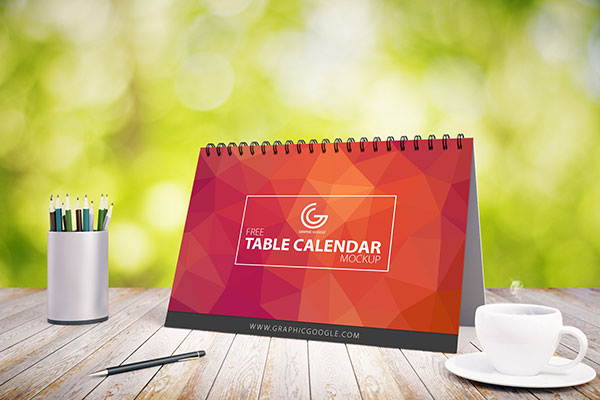 Free table calendar mockup