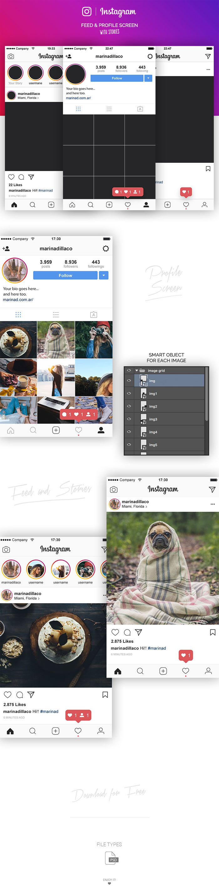 Preview-instagram-2017-psd Instagram templates to download in your presentations