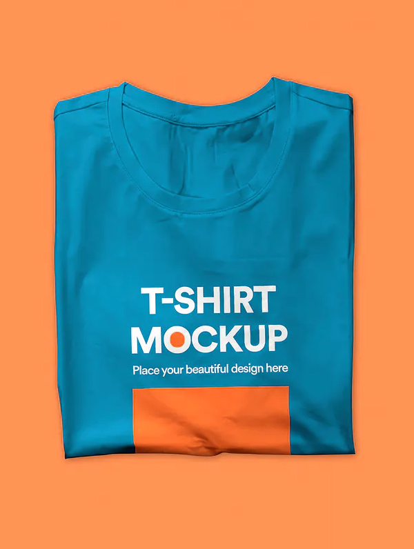Free folded t-shirt mockup