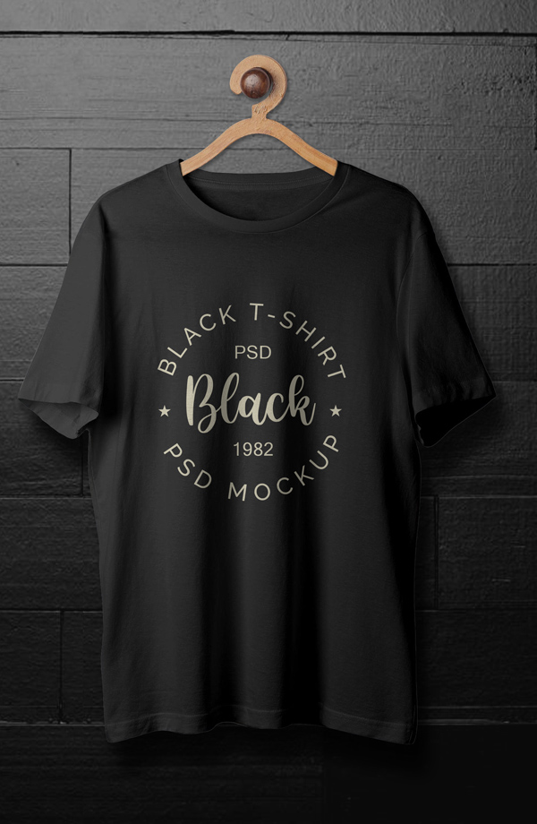 Black free t-shirt mockup template 