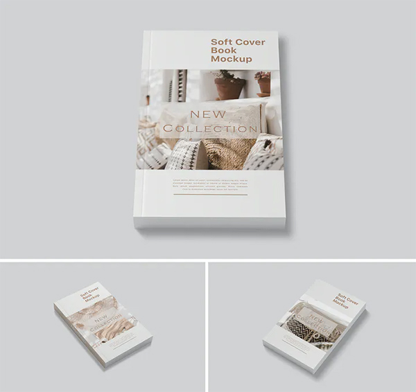 Realistic Book Cover Mockup Templates - Simple Soft Cover Book Mockup