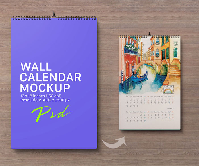 Portrait-Wall-Calendar-Mockup-Free PSD