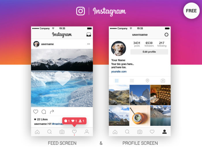 Dribbble-ig-1 Instagram templates to download in your presentations